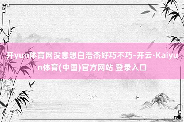 开yun体育网没意想白浩杰好巧不巧-开云·Kaiyun体育(中国)官方网站 登录入口